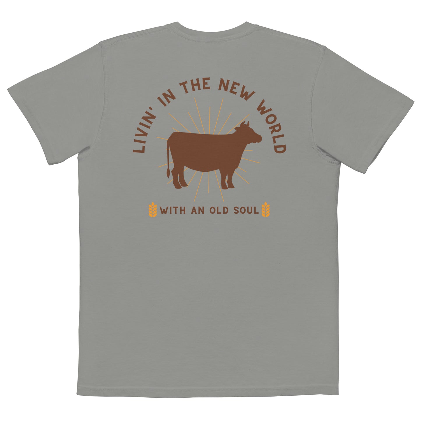 LIVIN' IN THE NEW WORLD POCKET T-SHIRT