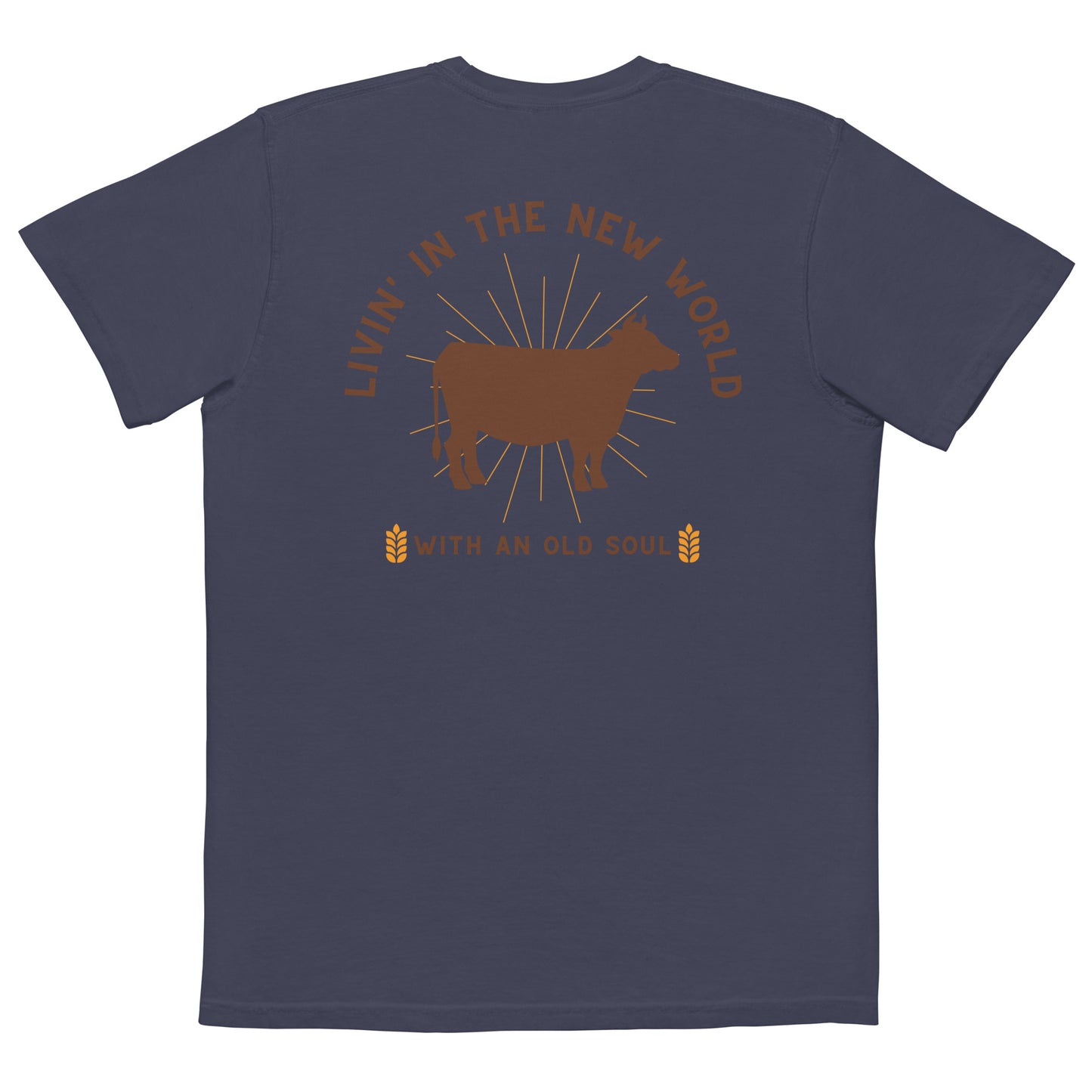 LIVIN' IN THE NEW WORLD POCKET T-SHIRT