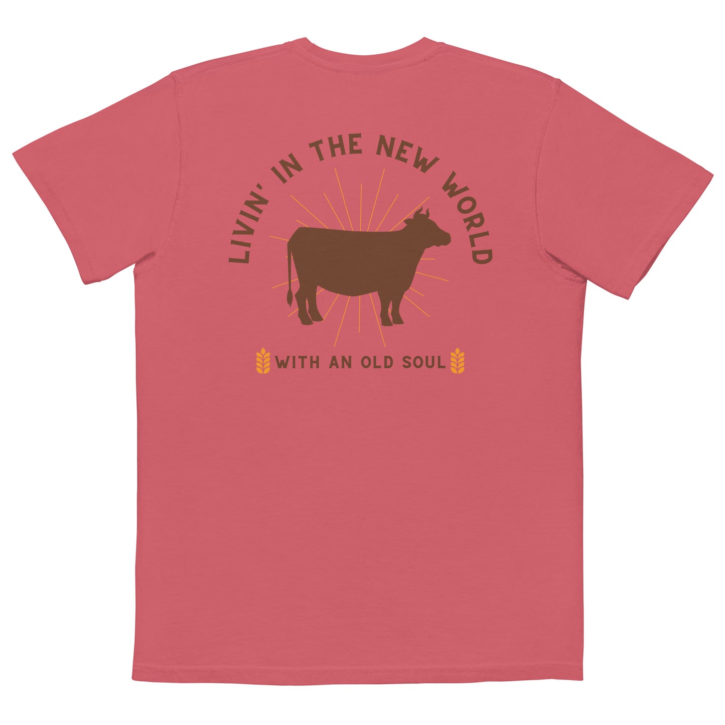 LIVIN' IN THE NEW WORLD POCKET T-SHIRT