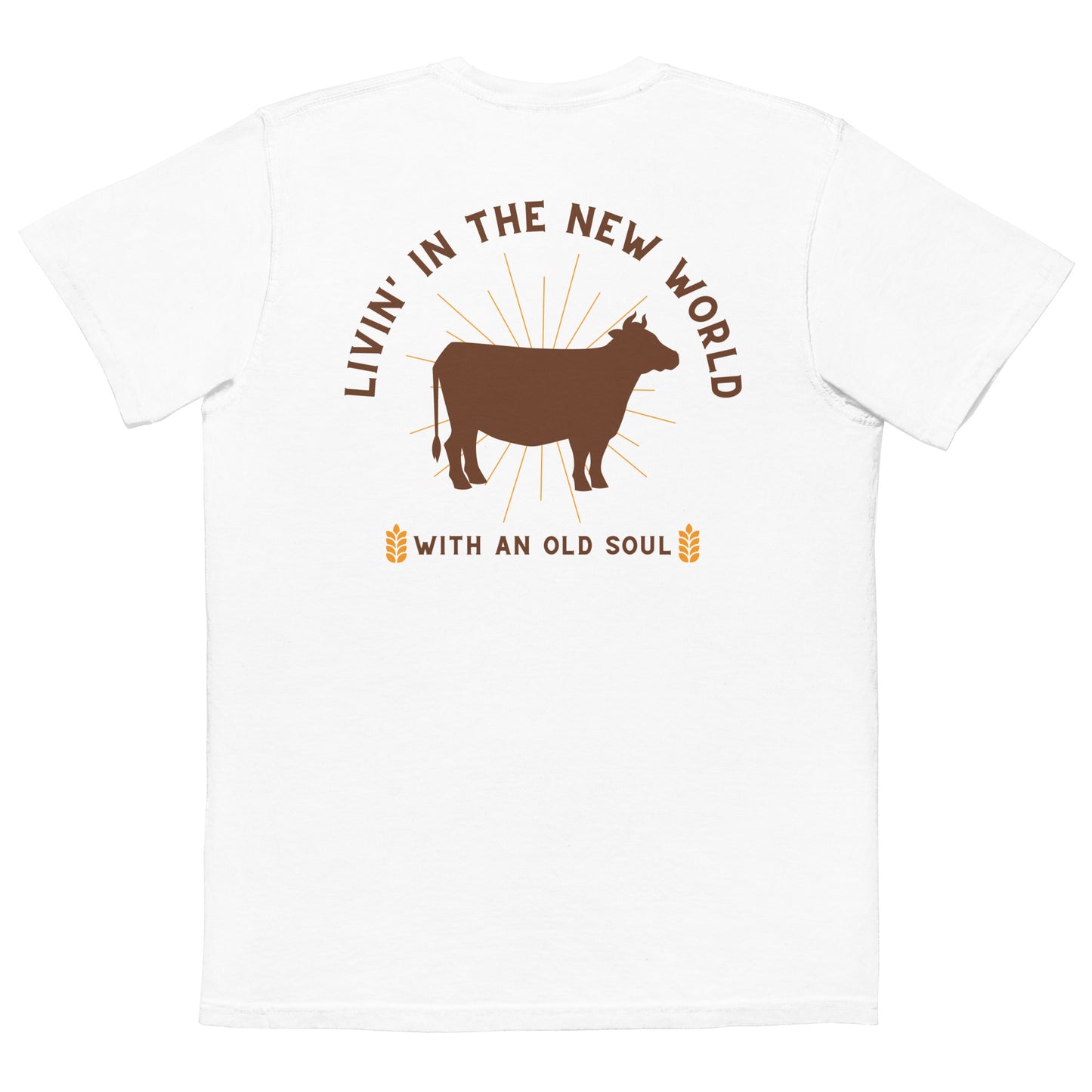 LIVIN' IN THE NEW WORLD POCKET T-SHIRT