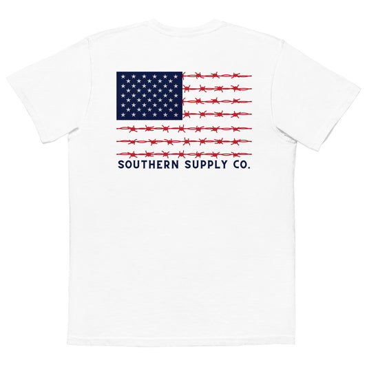 BARBED WIRE FLAG POCKET T-SHIRT